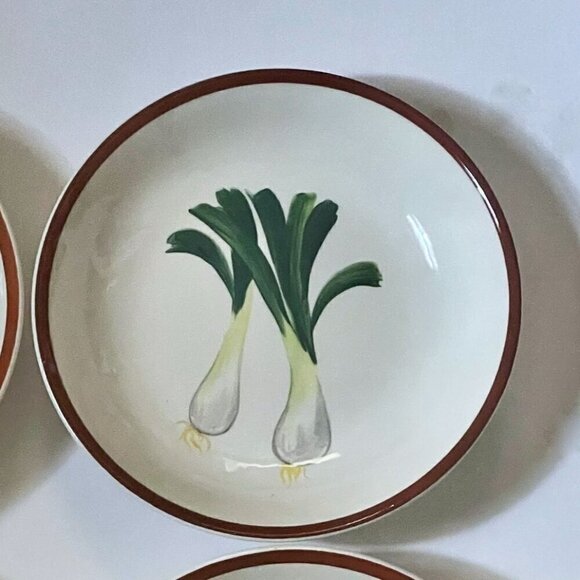 Vintage Set of Four Italian Illustrated Vegetable Side Bowls CBM Ironstone 9.5" - Picture 5 of 8